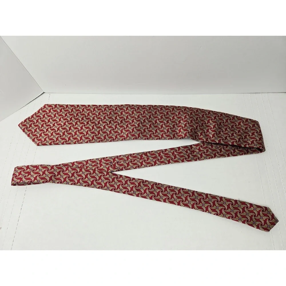 Hickey Freeman‎ Men's Tie red gold pattern luxury tie %100 silk